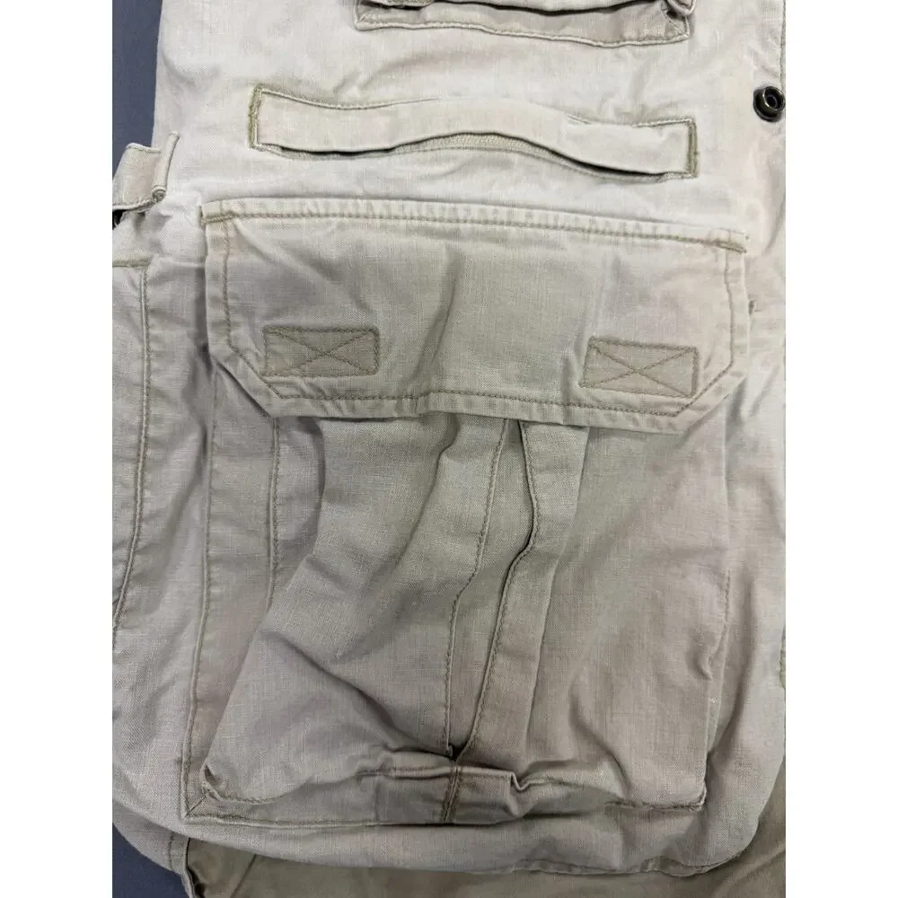 Cabela's Men's MD Regular Fishing Vest Khaki Cotton Multi Pocket Utility